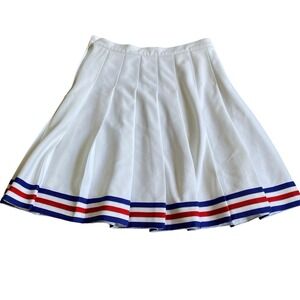 Vintage VARSITY Skirt Pleated Size Girl 8-18 White Striped Cheerleader Tennis